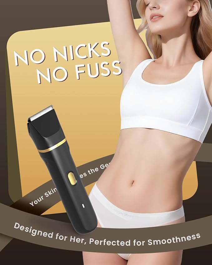 Bikini Trimmer for Women - 5 in 1 Painless Electric Razors for Ladies Pubic Facial Nose Body Leg Hair Removal, Waterproof Electric Shaver for Women Private Area Sensitive Skin,Personal Hair Trimmer