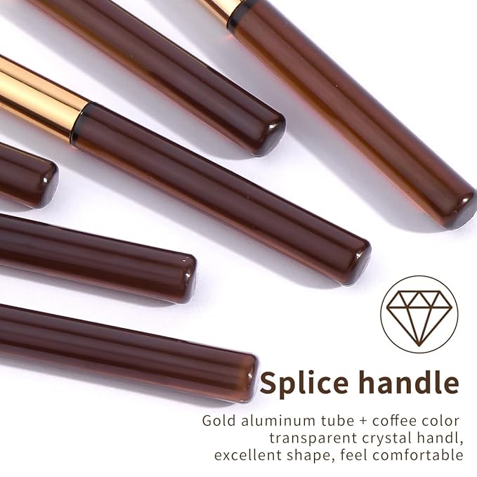 MAANGE 14-Piece Makeup Brush Set with Aluminum Ferrule- Premium Synthetic Makeup Brushes Kit Foundation Brush Eye Shadow for Beginners & Professionals(Gold Coffe)