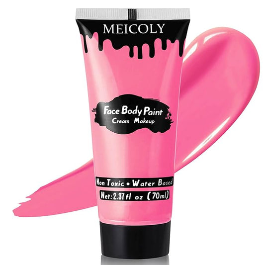 MEICOLY Pink Halloween Face Body Paint, 2.37Oz Large Tube Water Based Non-Toxic Full Body Paint for Adult Children,Highly Pigmented Face Painting for SFX Special Effects Cosplay Makeup