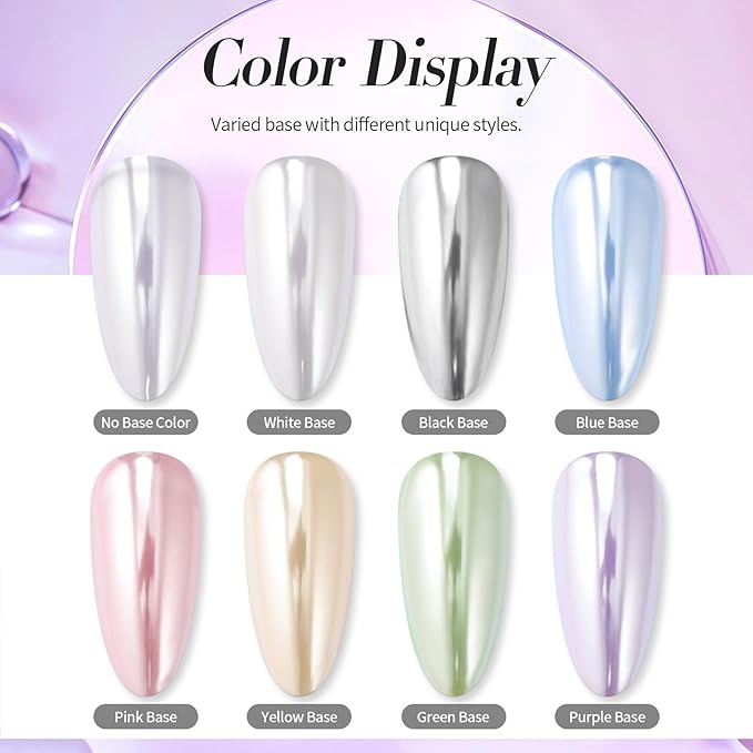 Born Pretty Silver Chrome Nail Powder Super Glossy Mirror Effect Metallic Nail Powder Nail Glitter Manicure Pigments for Nail Art Design