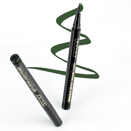 docolor Eyeliner, 2PCS Green Liquid Eyeliner Waterproof Eye Liner Pen Super Slim Precise All Day Green Eye Pencils Professional Makeup Liquid Eye Liner Pencil for Women
