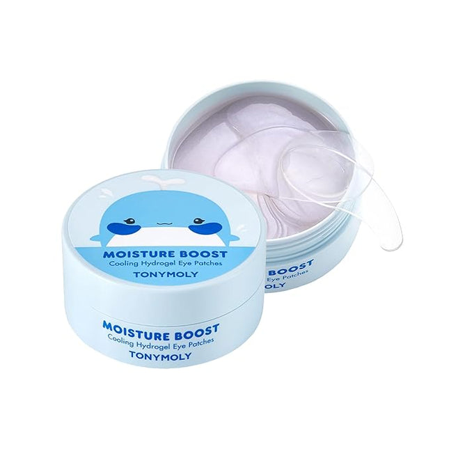 TONYMOLY Moisture Boost Cooling Hydrogel Eye Patches – Hydrating & Refreshing Under Eye Patches with Hyaluronic Acid, Spirulina & Plankton, 30 Pairs