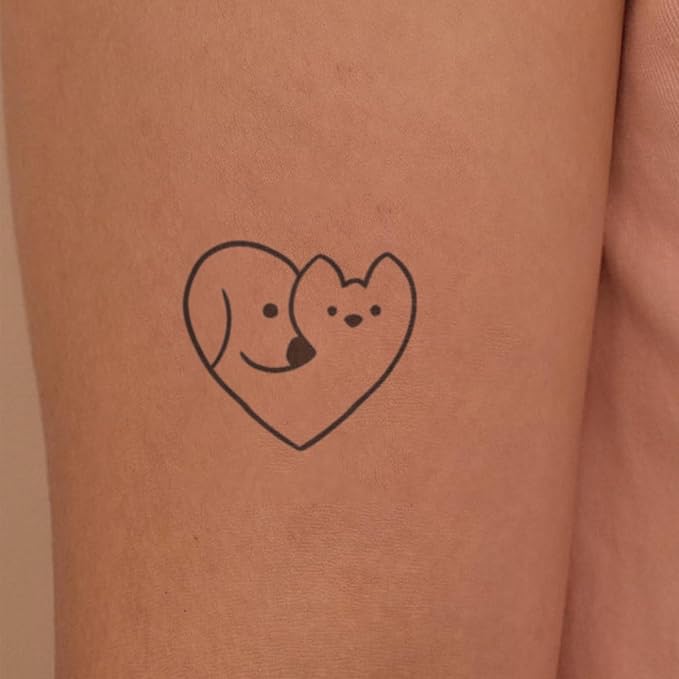 Cat & Dog Outline Temporary Tattoos – 8 Minimalist Cute Pet Designs, Long-Lasting Semi-Permanent, Waterproof for 2 Weeks