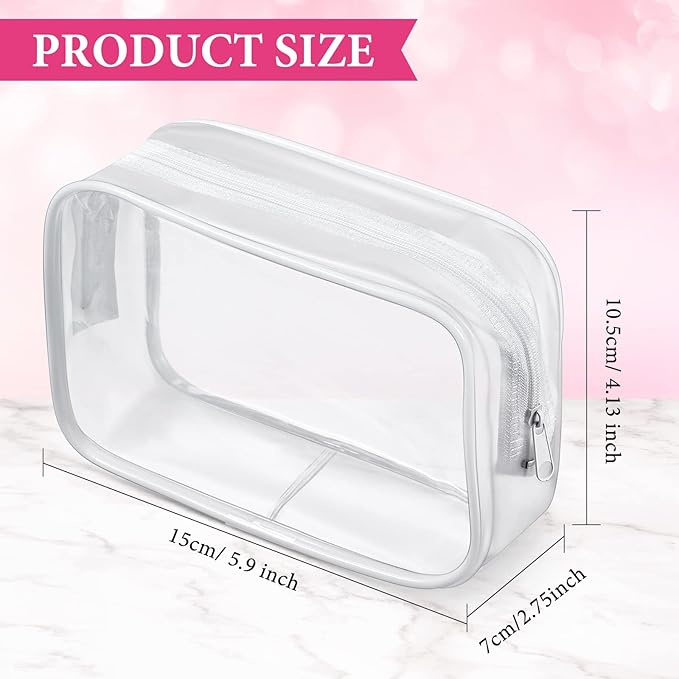Weewooday 12 Pieces Clear Makeup Bags Cosmetic Storage Bags PVC Zipper Pouches Travel Waterproof Makeup Plastic Case for Women Organizing Toiletries Traveling (Small,Small,White Side Frosting)