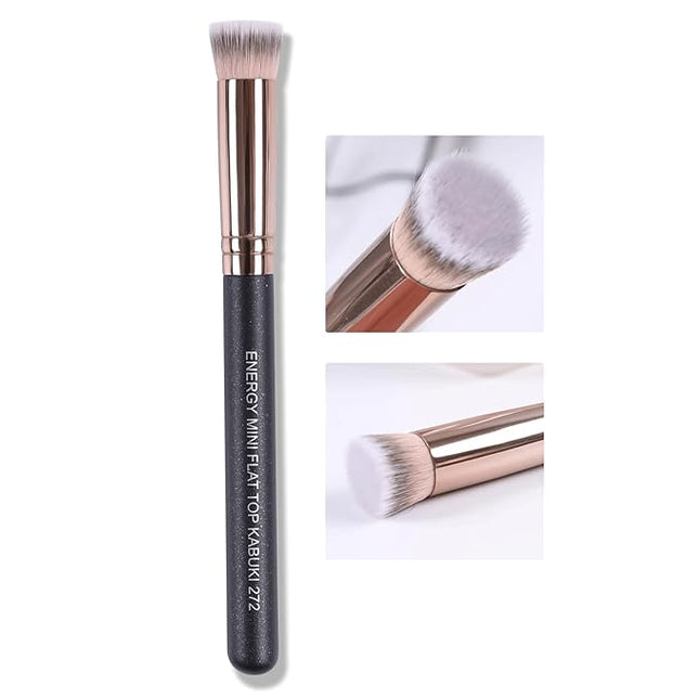 ENERGY Small Foundation Brush for Concealer Makeup Flat Top Concealer Brush Under Eye for Liquid Cream Powder Blending,Buffing Vegan Synthetic Bristles Face Makeup Applicator