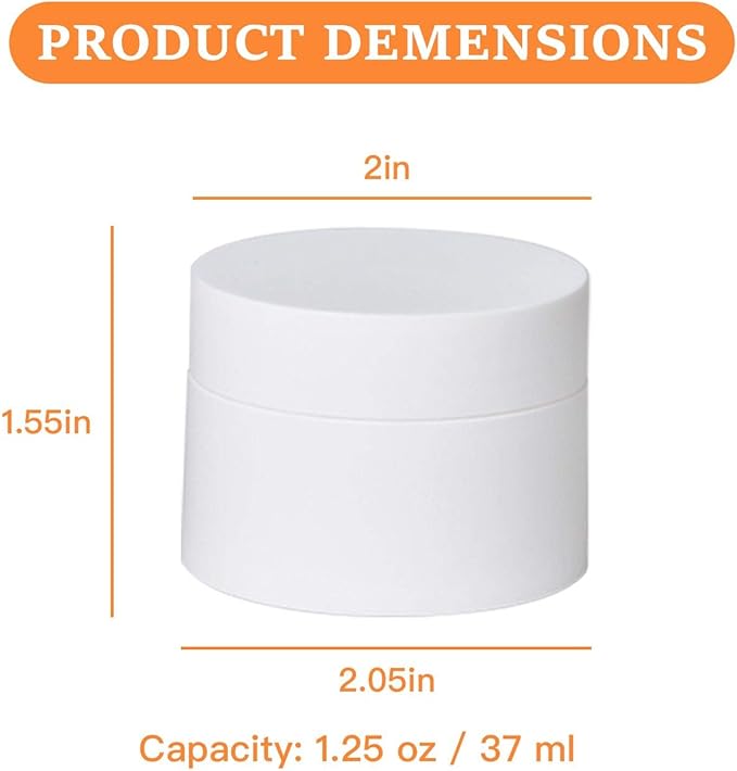 Plastic Containers Akamino White Plastic Lotion Jar with Inner Liners and Dome Lids for Make-up Cosmetic, Creams, Lotions, Refillable Travel Airtight Container Storage (1.25 Oz, 37 ML, 12 PCS)