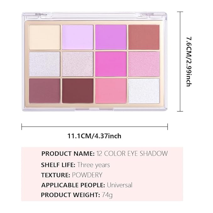 Silver Purple Mauve Eyeshadow Palette,Natural Neutral Warm Cream Light Colors Eyeshadow Palette,Eye Shadow Palette Long Lasting Naturing-Looking Make Up Pallets for Women,Vegan