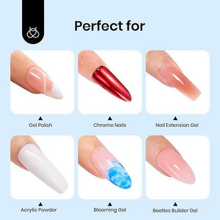 Beetles HEMA Free Gel Top Coat, 15ml No Wipe Top Coat Gel Nail Polish Clear Color Glossy Shine Nail Protection Long Lasting Soak Off Nail Lamp