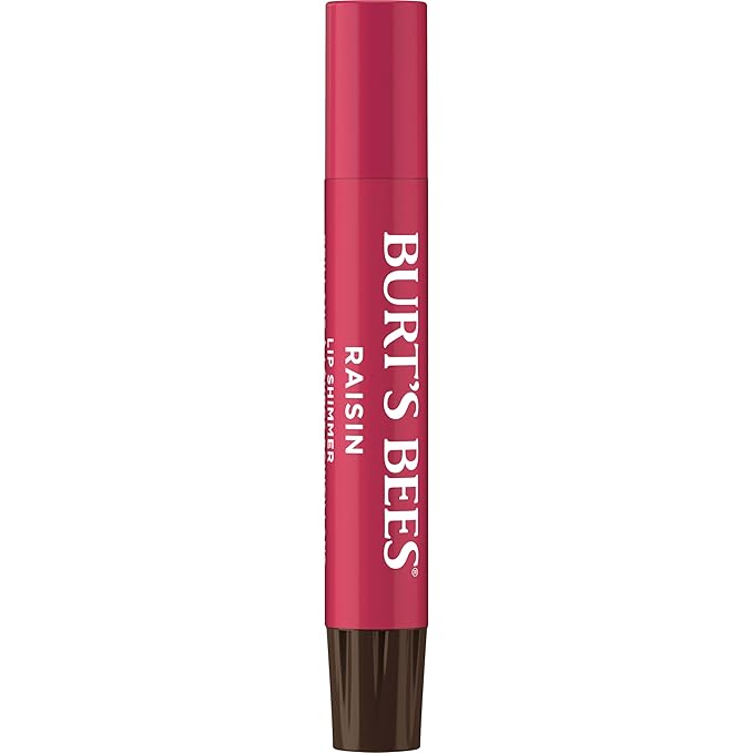 Burt's Bees Shimmer Lip Tint Set, Tinted Lip Balm Stick, Moisturizing for All Day Hydration with Natural Origin Glowy Pigmented Finish & Buildable Color, Raisin (1-Pack)