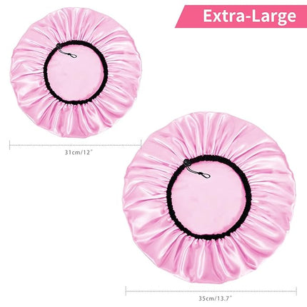 Auban Shower Cap for Women, Adjustable Reusable, Extra Large, Double-Layer Waterproof Bathing Cap, Waterproof Exterior, EVA Lining, Hair Cap for All Hair Lengths, 3 Colors