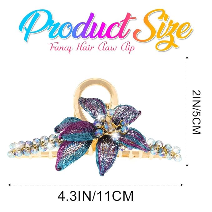 CAKURE Flower Claw Clip Sparkly Hair Claw Clip Fancy Hair Accessoreis for Women