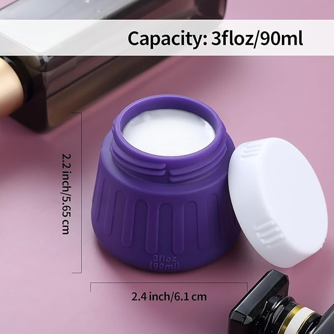 Gemice 3 oz Travel Containers for Toiletries, 4-Pack TSA Approved Travel Size Toiletries Containers for On-the-Go, Small Leak-Proof Travel Essentials Silicone Jar for Shampoo, Lotions, Cleanser