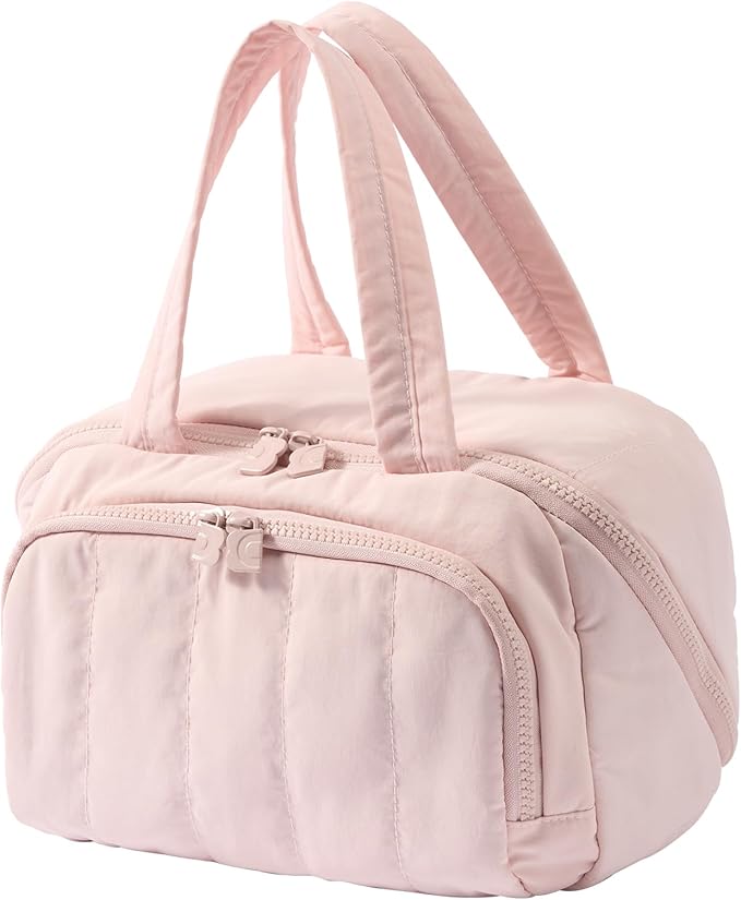 Makeup bag, Large Capacity Cosmetic Bag for Women, Portable Wide-open Toiletry Bag, Travel Makeup Bag with TPU Compartments for Accessories, Essentials, Toiletries, Makeup Brush Bag