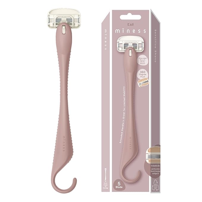 Kai Miness Extended Reach Body Razor, Gentle Beauty Groomer for Hair Removal, Ideal for Shaving in Hard-to-Reach Areas, Japanese Steel Removes Body Hair
