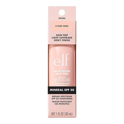 e.l.f. Halo Glow Skin Tint SPF 50, Tinted Moisturizer For Light, Buildable Coverage, Creates A Natural Glow, Vegan & Cruelty-Free, 3 Fair Cool