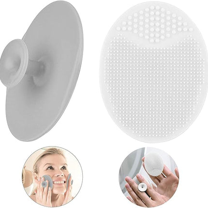 Silicone Face Scrubbers Exfoliator Brush-Facial Cleansing Pads Precision Pore Cleansing Pad Acne Removing Face Brush-2 Pack, Grey and White