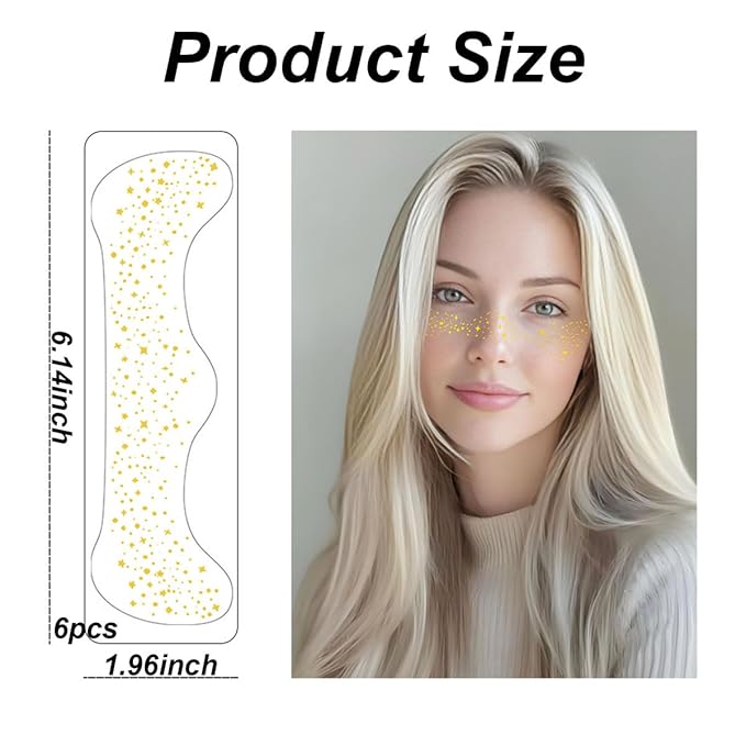 Gold Glitter Freckles Face Tattoo - Face Glitter Makeup Speckles - Women Face Sparkle Freckles Patches for Halloween Makeup Prom - Carnival Party