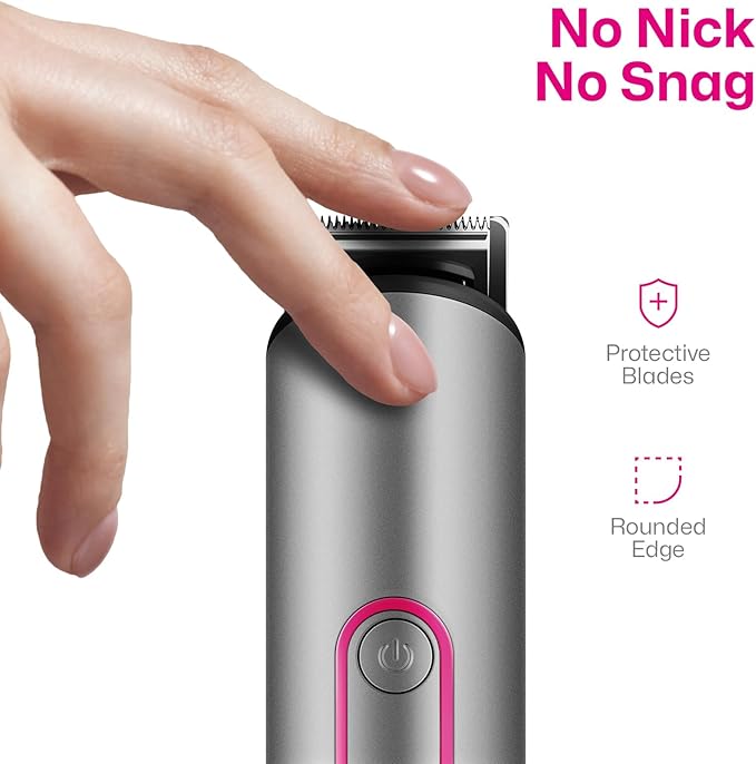 PRITECH Bikini Trimmer for Women - Rechargeable Pubic Hair Trimmer Women for Sensitive Skin, Wet & Dry Use, Pain-Free Electric Razor&Shaver with Standing Recharge Dock, Ideal Gift, Slate Grey