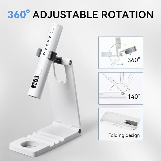 Makartt UV Nail Lamp with Stand – 3W Handheld UV Light for Gel Nails for Nial Tips & Gel Polish, USB Rechargeable Fast Curing Flash Cure Lamp with LCD & 2 Timers for DIY Home or Salon