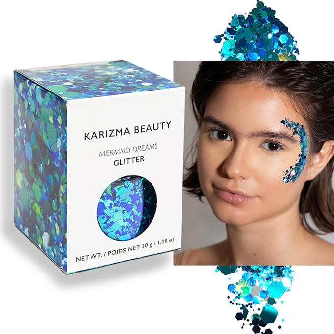 KARIZMA Mermaid Body Glitter - 30g Chunky Face, Hair, Eye and Body Glitter for Women - Rave, Festival Accessories, Cosmetic Makeup - Loose Set
