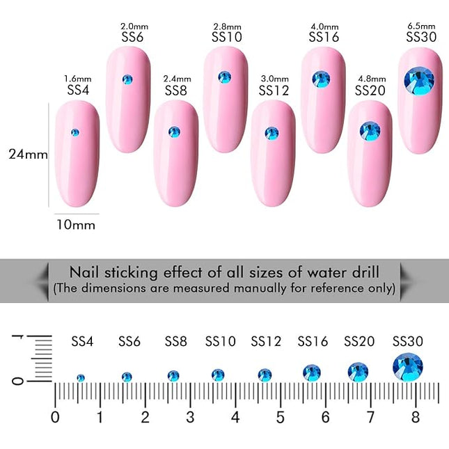 1440Pcs Blue Zircon Crystal Rhinestones,Glass Flatback Rhinestones Gemstones for Nail Face Makeup Art Crafts Clothes Decoration -(SS20,4.8mm,Blue Zircon)