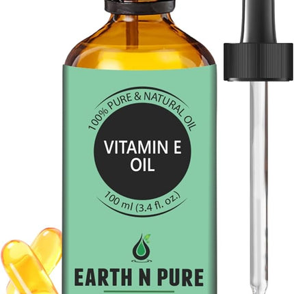 Earth N Pure Vitamin E Oil Therapeutic Grade for Skin, Hair and Nails with Glass Dropper - 100 ml