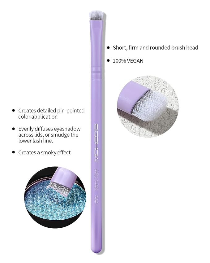 Eyeshadow Smudge Brush, EIGSHOW Short Shader Brush with Silver Ion Bristles – Precision Crease & Cat Eye Makeup, Vegan & Cruelty-Free (E806P)