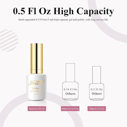 Imtiti Glitter Purple Pink Gel Nail Polish, 0.5fl.oz Rose Pink UV/LED Soak Off Gel Polish 1Pcs