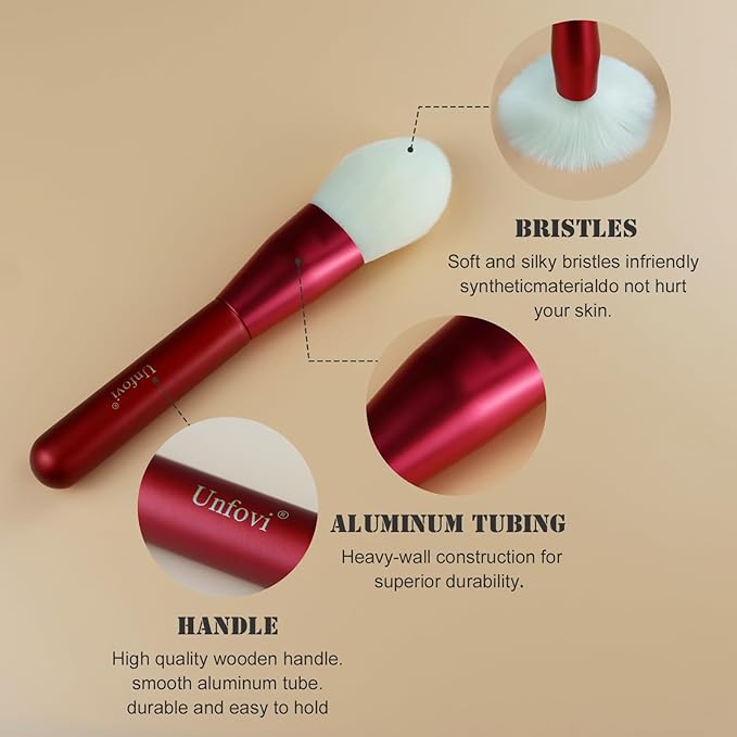 14-Piece Daily Makeup Brush Set - Essential Cosmetic Brushes Kit for Foundation, Concealer, Eyeshadow & Powder Blush, Professional Face Blending Brushes Kit for Women(Red)