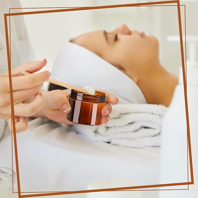 Tanlade 100 Pcs 2 oz Amber Plastic Cosmetic Jars with Lids Empty Leak Proof Container Refillable Cosmetic Jars Airtight for Cream, Lotion, Powder, Ointment, Beauty Products Travel Storage(Round)