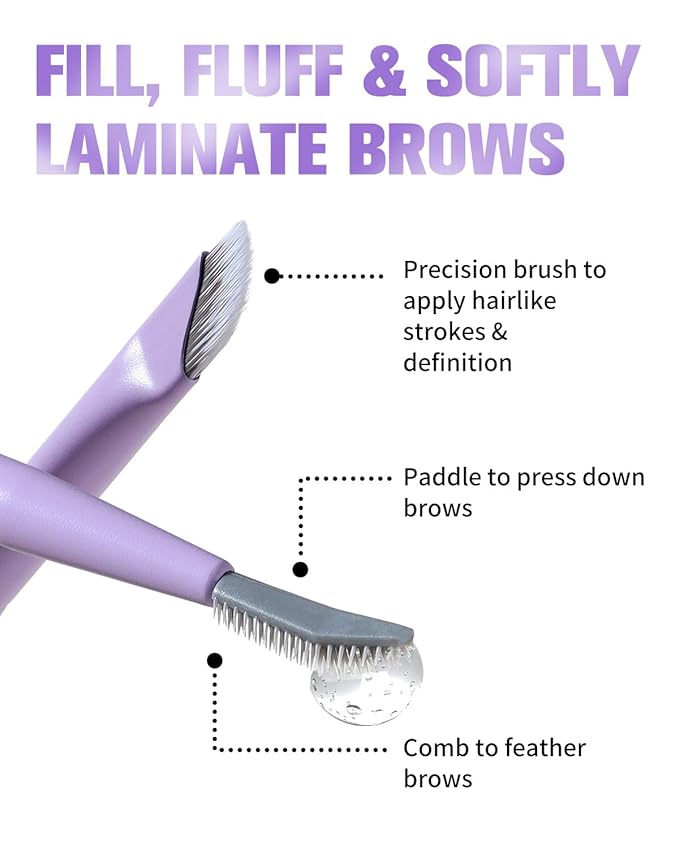 EIGSHOW Dual-Ended Eyebrow Brush with Silver Ion Bristles - Precision Brow Brush and Comb for Lining, Sculpting, Professional Eye Brow Tools (D109P)