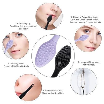 Silicone Lip Scrub Brushes, Beomeen Black Double-Sided Exfoliating Lip Brush Soft Silicone Lip Scrubber Exfoliator Tool Blackhead Remover for Skincare 20 Pack