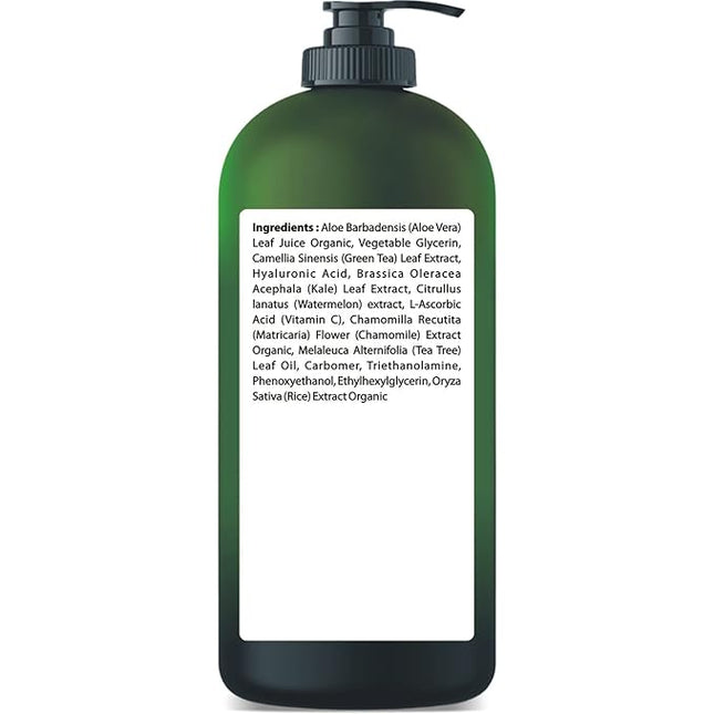 Being Naturals Aloe vera Gel - from 100% Pure Organic Aloe - Natural Raw Moisturizer for Face, Body, Hair. Perfect for Sunburn, Acne, Razor Bumps 16.9 fl oz (Tea Tree, Superfood, Hyaluronic Acid)