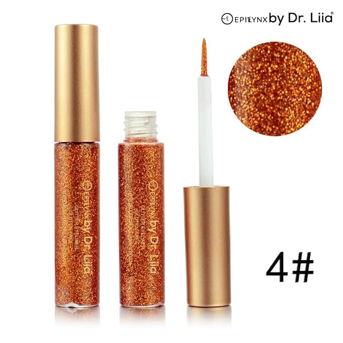 by Dr. Liia Hypoallergenic Eyeliner, Glitter Liquid Eyeliner I Gluten Free and Vegan for Sensitive Skin (4: Gold Orange)