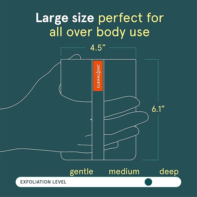 Cleanlogic Sport Exfoliating Body Scrubber, Large Exfoliator Tool for Athletes, Daily Skincare Routine for Smooth Clean Skin, Assorted Colors, 3 Count Value Pack