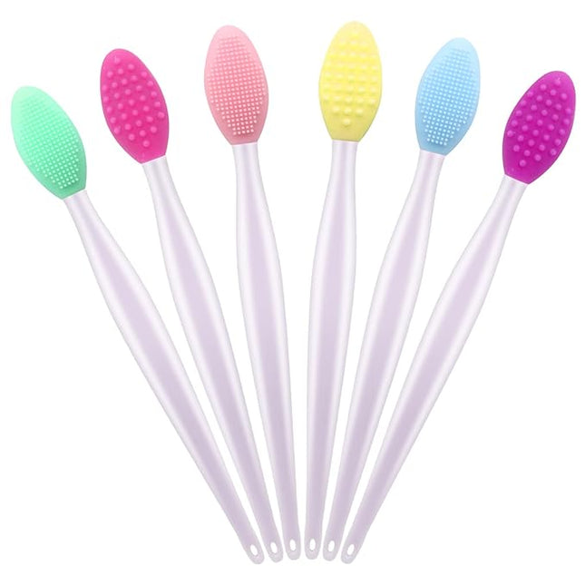 Lip Scrub Tool Silicone Lip Brush Exfoliating Double-Sided Lip Scrubber Tool for a Smoother and Fuller Appearance,Cleaner (6 Colors,6 PCS)