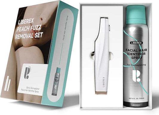 Liberex Dermaplane Razor Hair Identifier Spray for Women Face Shaving, Sonic Dermaplaning Tool Set for Peach Fuzz Removal