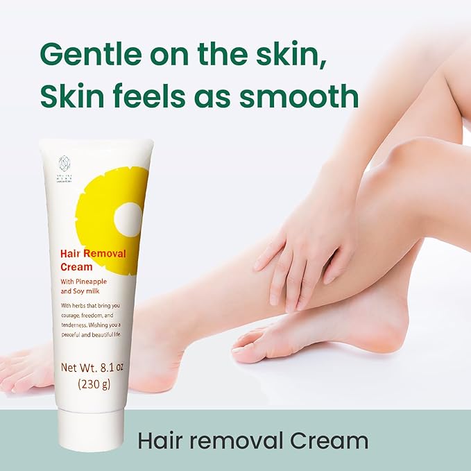 Hair Removal Cream (8.1 OZ / 230g) and Premium Hair Minimizing Lotion (3.52 FL. OZ / 100mL) with Pineapple and Soymilk for Sensitive Skin, Made in Japan