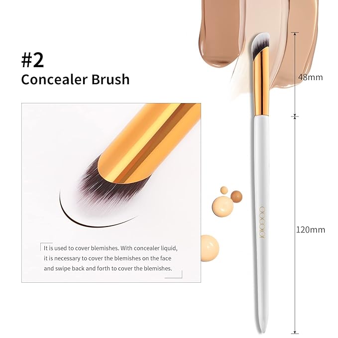 docolor Concealer Brush and Foundation Brush for Liquid Makeup, 2PCS Angled Kabuki Blending Makeup Brush Perfect for Liquid Cream Powder Blending,Stippling,Highlighter and Nose Contour