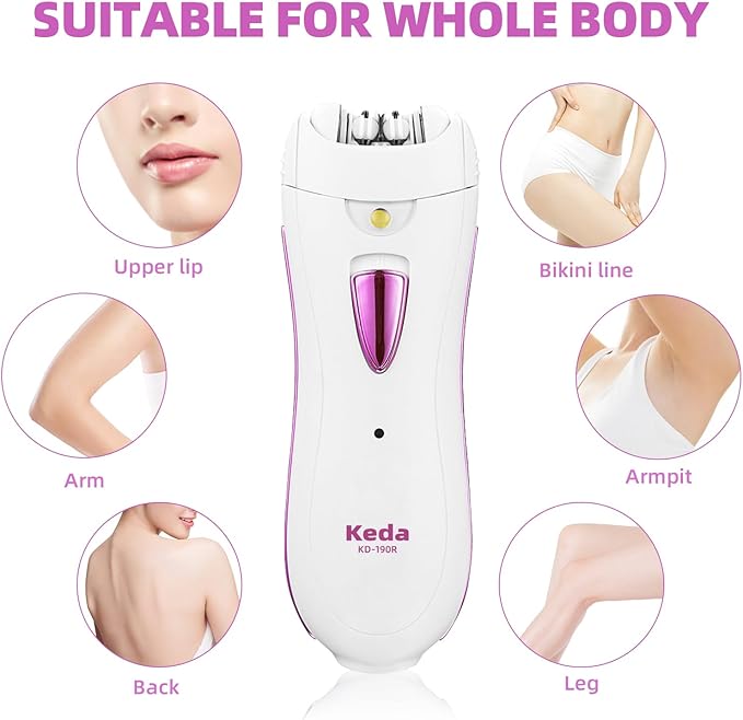 Smooth Glide Epilator for Women Face, Portable Facial Epilator for Women, Rechargeable Face Trimmer with LED Light for Facial, Armpit, Bikini and Leg