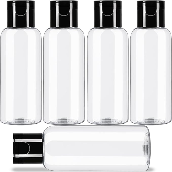5 Pack 3.4 oz Travel Size Bottles for Toiletries TSA Approved Leak Proof Empty Refillable Liquid Containers with Labels