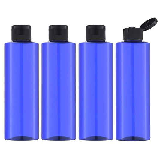 LISAPACK 8.3oz Travel Bottles with Flip Cap (4 Pcs) Empty Dispenser Container for Travel Size Cosmetics (250ml, Blue)