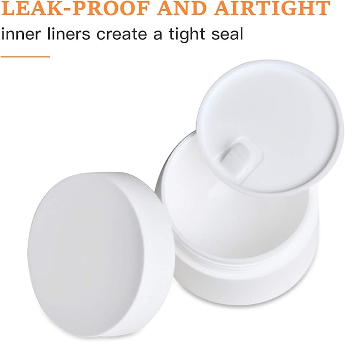 Plastic Containers Akamino White Plastic Lotion Jar with Inner Liners and Dome Lids for Make-up Cosmetic, Creams, Lotions, Refillable Travel Airtight Container Storage (1.25 Oz, 37 ML, 12 PCS)
