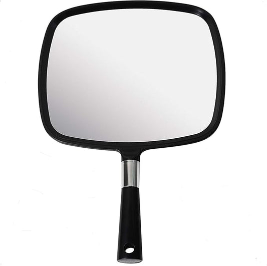 MIRRORVANA Large Hand Mirror with Comfy Handle - Black Portable Handheld Mirror - 9" x 13"