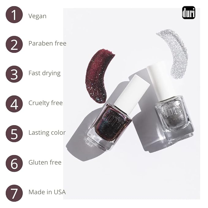 duri Nail Polish, 347 Amethyst, Violet Shimmer, Full Coverage, Glossy Metallic Finish, Quick Drying, Lasting, New Brus, 0.45 Fl Oz Cosmetics