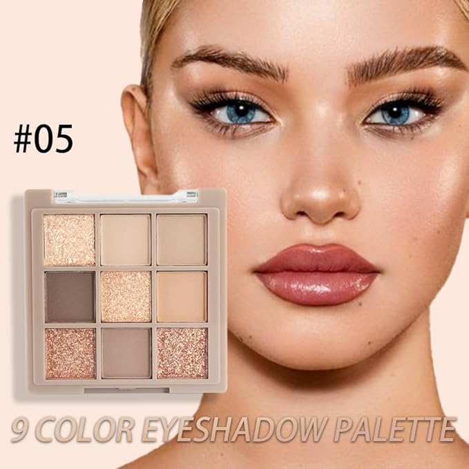 Eye Shadow Palette Makeup,9 Colors Gold Matte Shimmer Vegan Eyeshadow,Long Lasting Waterproof Naturing-Looking make up pallets for women,eyeshadow palette for brown blue eyes
