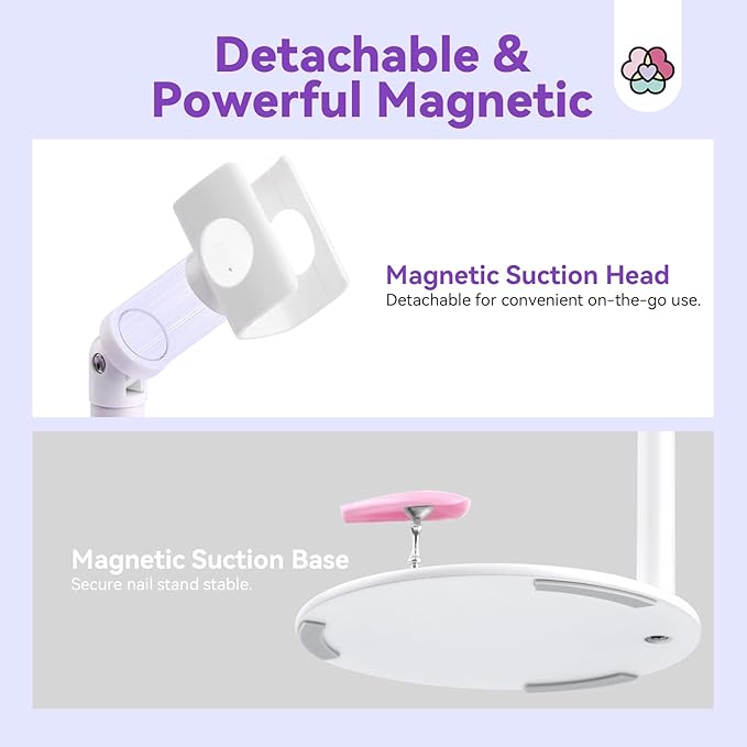 SAVILAND Handheld U V Light for Gel Nails: Magnetic Stand & 10S Flash Cure Mini Nail Light 3-Timer Modes Portable LED Nail Lamp Nail Dryer Cordless Gel Lamp LCD Screen Home DIY Manicure Purple