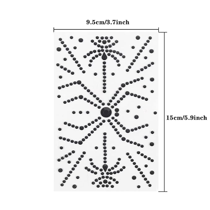 Face Jewels Stick on Face Costume Black Red Gems Self-Adhesive Makeup Halloween Dress Up Rhinestone Stickers for Festival Holiday Party Accessories (blackred_spider)
