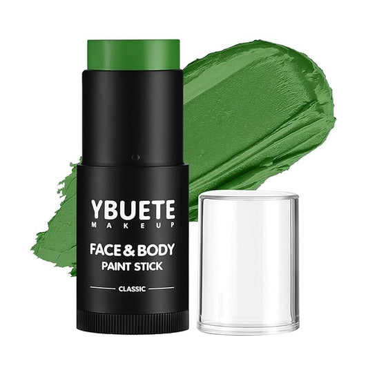 Green Face Body Painting Stick, Professional Full-coverage Cream Green Face Paint for St. Patrick's Day Halloween SFX Witch Monster Cosplay Makeup, Washable Body Paint for Adult Carnival