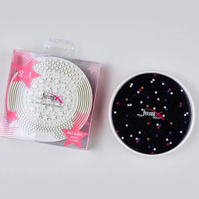 Jessup Makeup Brush Cleaning Mat with Color Removal Sponge, 2 in 1 Silicone Makeup Brush Cleaner (Yucca Green), A007